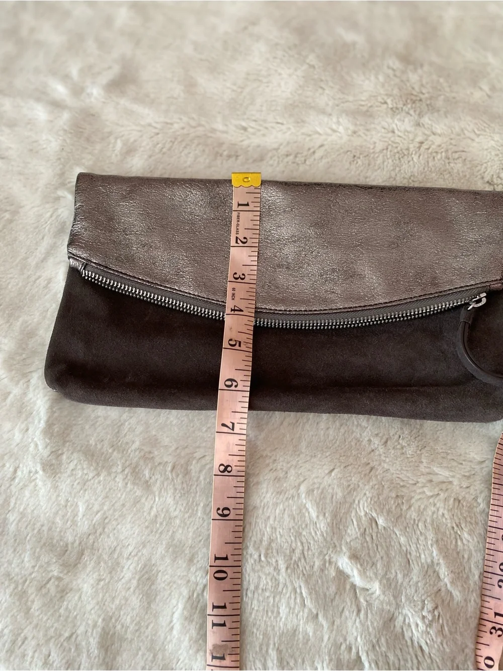 Banana Republic metallic leather foldover zip closure clutch/pouch